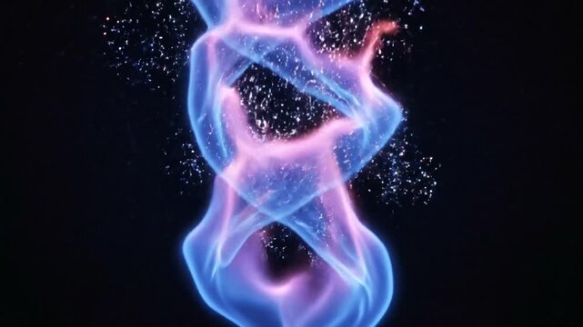 Abstract Flame Art - Mesmerizing Blue and Purple Fire Against Black Background.