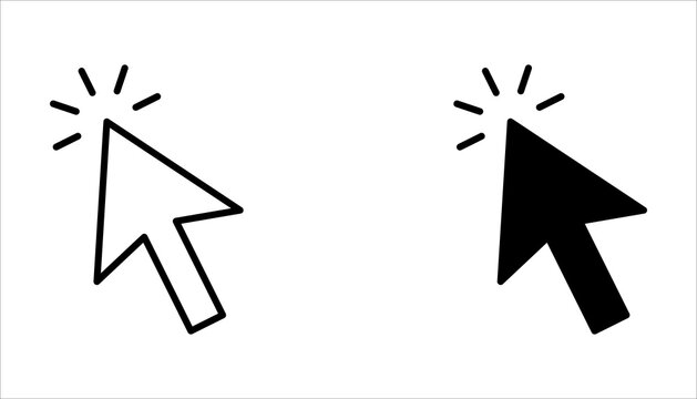 Minimalist mouse cursor arrow icon set showing pointer click states for website and application design