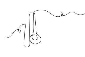 Obraz premium Continuous one line trombone illustration minimalist music icon isolated vector design