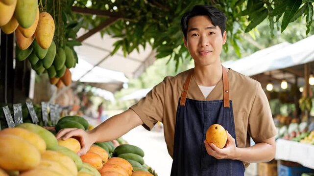 Fruit vendor at market.