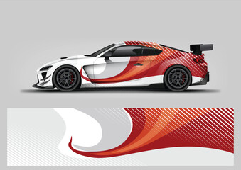 modern red wave shape background for sport car livery wrap design, vehicle wrap sticker and decal