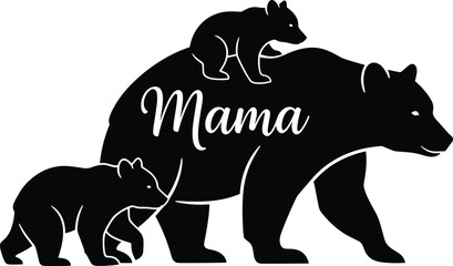 Black and white vector illustration of a majestic male lion standing with two cubs, wildlife family silhouette, isolated on white. © Rahim 