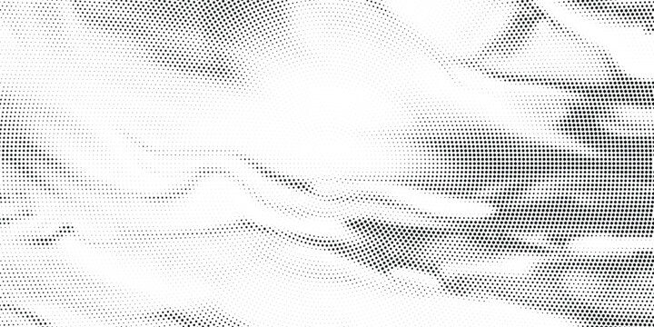 Bold monochrome halftone background of black circular dots forming a radial gradient, centered text FUTURISTIC HALFTONE, modern abstract design with high contrast for digital, data, soundwave visual