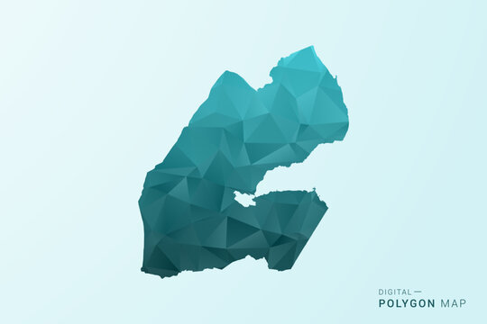 Djibouti Map - Polygon style vector illustration in teal blue-green low poly geometric design, modern minimal silhouette.