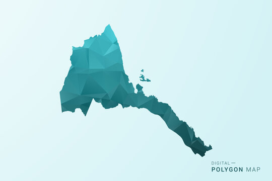 Eritrea Map - Polygon style vector illustration in teal blue-green low poly geometric design, modern minimal silhouette.