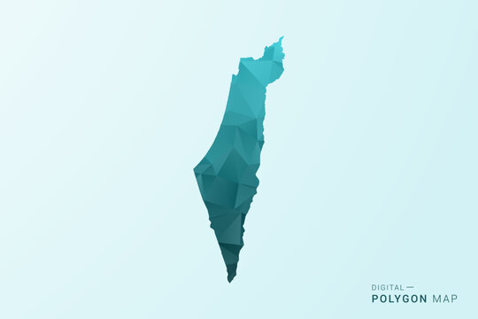 Palestine Map - Polygon style vector illustration in teal blue-green low poly geometric design, modern minimal silhouette.