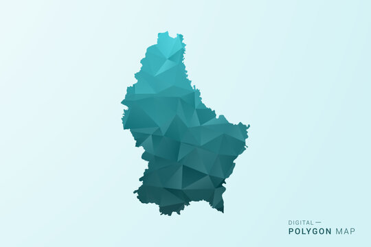 Luxembourg Map - Polygon style vector illustration in teal blue-green low poly geometric design, modern minimal silhouette.
