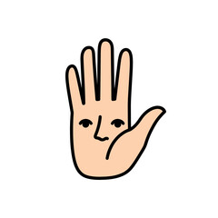 Obraz premium Hand with a Face Cartoon vector illustration