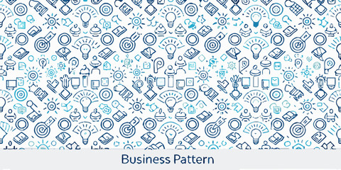 Seamless pattern of hand drawn business and innovation related icons © Bibhas