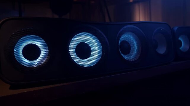 Vivid Scene Showcasing Luminous Driver Rings Highlighting Modern Music Performance Environment
