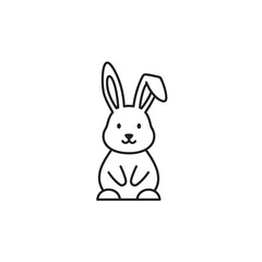 Obraz premium Cute Cartoon Rabbit Line Art on White Background vector illustration