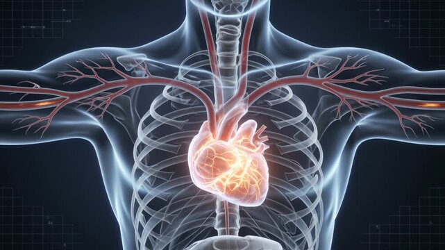 Detailed Human Heart and Circulatory System Illustration