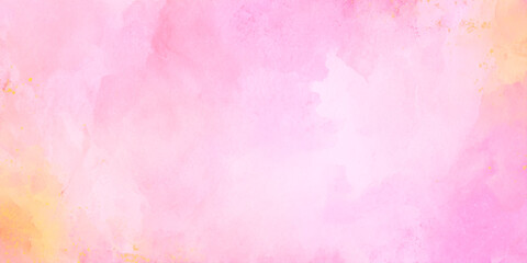 vibrant soft pink watercolor background with gold glitter accents featuring soft washes of bright pink and magenta watercolor paint.