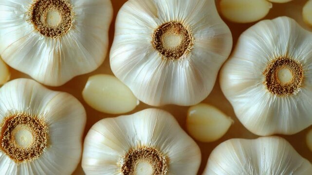selective focus natural garlic bulb closeup fresh farm vegetable