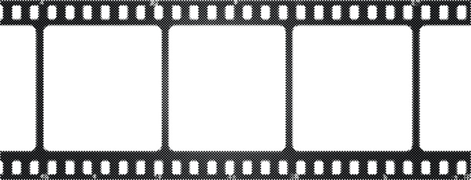 film strip halftone risograph movie cinema video reel media frame screentone vintage retro monochrome production