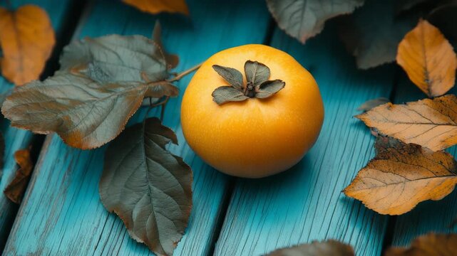 selective focus juicy persimmon fruit macro healthy nutrition closeup