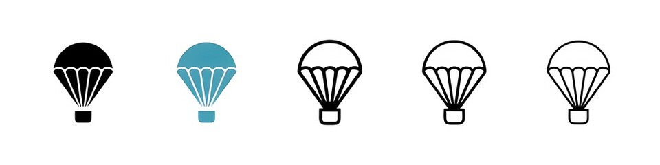 Parachute line icon vector set. Thin line customizable illustration. Contour symbol. Vector isolated outline drawing. Editable stroke © Lovely