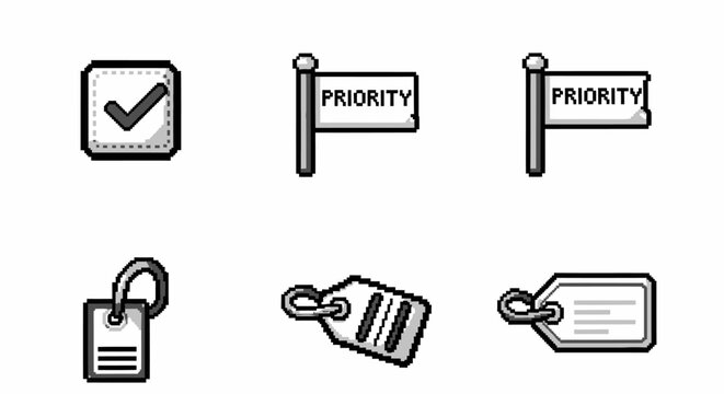 Priority Icons: Checkmark, Flag, Tag, Label - Task Management and Importance