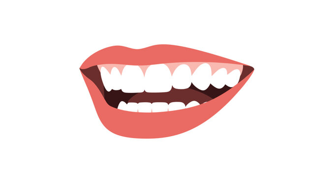 A brightly colored illustration of an open mouth with a wide smile