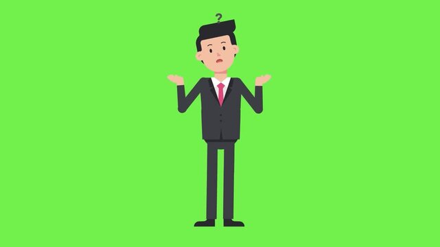 Confused Businessman on Green Screen