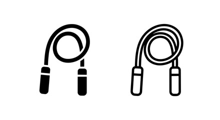 Jump rope fitness icon set: black solid and outline skipping rope symbols for workout © MdDelowar