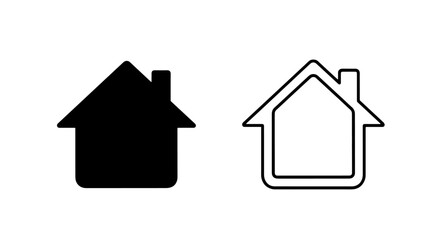 Fototapeta premium House icon set in solid and outline style for real estate and homepage web design