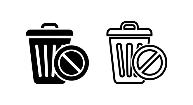 Prohibited trash disposal and no garbage sign icon