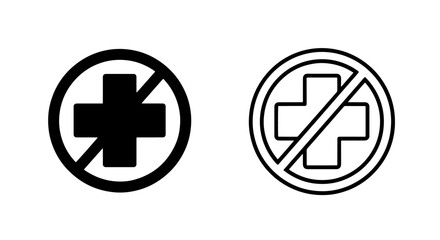 Fototapeta premium No medical or health cross symbol forbidden warning sign vector illustration