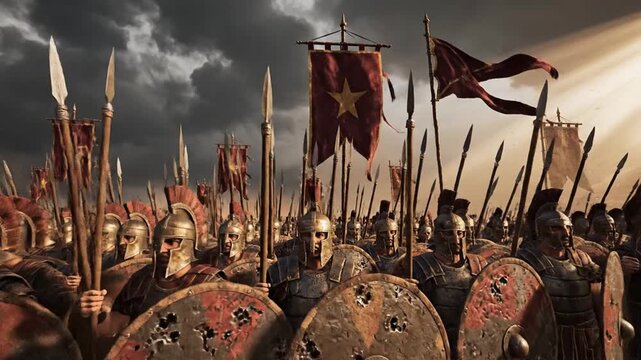 Ancient Spartan Army Ready for Battle.