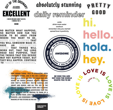 Set of motivational quotes and phrases vector stickers