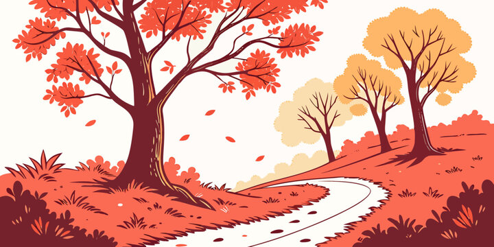 A pixel art illustration of trees on a hill Vector