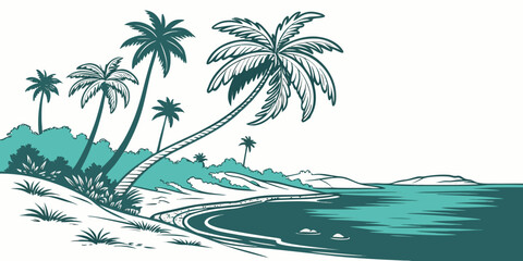 A tropical island with palm trees on the beach Vector ©  MST RABEYA  BEGUM