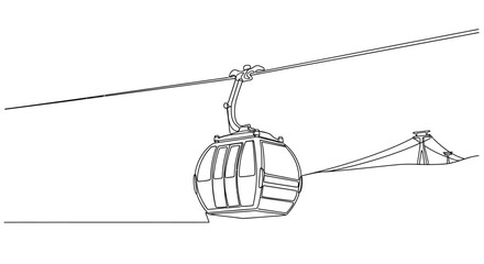 Cable Car Gondola Line Drawing, Transportation System, Aerial View © punduh