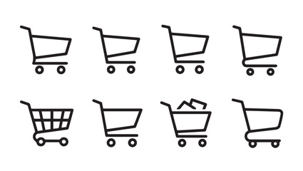 Shopping Cart Icons Collection Various Styles E-commerce Symbols Vector Graphics © VCT