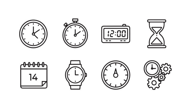 Various Timekeeping Devices Icons Collection