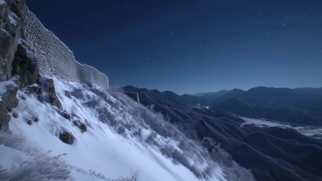 月光に照らされる静かな山脈