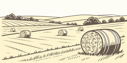 A large round bale of hay in a field Vector ©  MST RABEYA  BEGUM