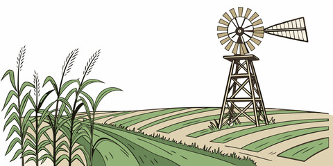 A windmill standing in a field of corn Vector ©  MST RABEYA  BEGUM