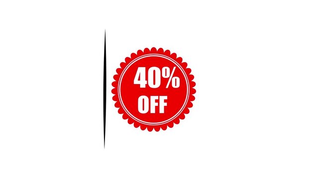 Red sale sticker 40% animation, Discount label Sale 40%Off Discount.motion background 4k.