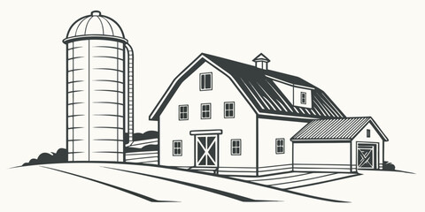 A farm with a barn and a silo Vector ©  MST RABEYA  BEGUM