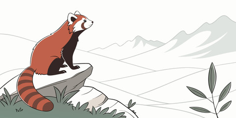 A red panda sitting on a rock looking up Vector ©  MST RABEYA  BEGUM