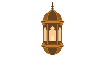 Detailed illustration of a traditional ornate brown and gold lantern © Marina