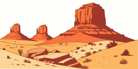 A desert landscape with a large rock formation Vector ©  MST RABEYA  BEGUM