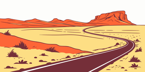 A winding road through a desert landscape Vector ©  MST RABEYA  BEGUM