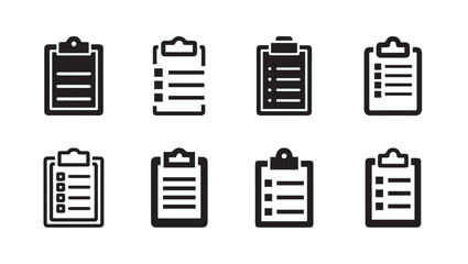 Clipboard Icons Set Task List Checklist To Do List Document Paperwork Vector Graphics