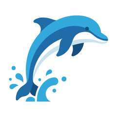 Obraz premium Dolphin Leaping with Splash in Graphic Illustration Style