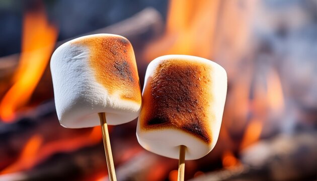two marshmallows on a stick