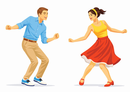 073-10-Man and woman dancing retro lindy hop together, enjoying their movement