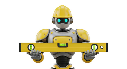 Robot with Hard Hat and Level Tool