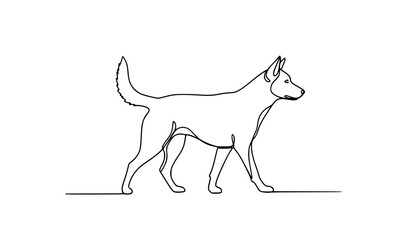 Fototapeta premium Minimal continuous line art walking dog pet animal vector illustration